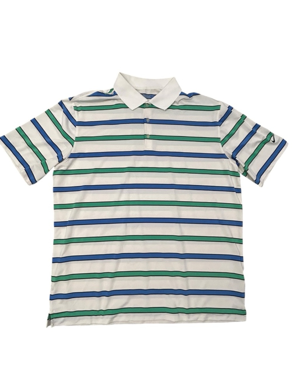 Nike Golf Tour Performance Men’s Dri Fit Polo XL White Blue Green Poly Spandex